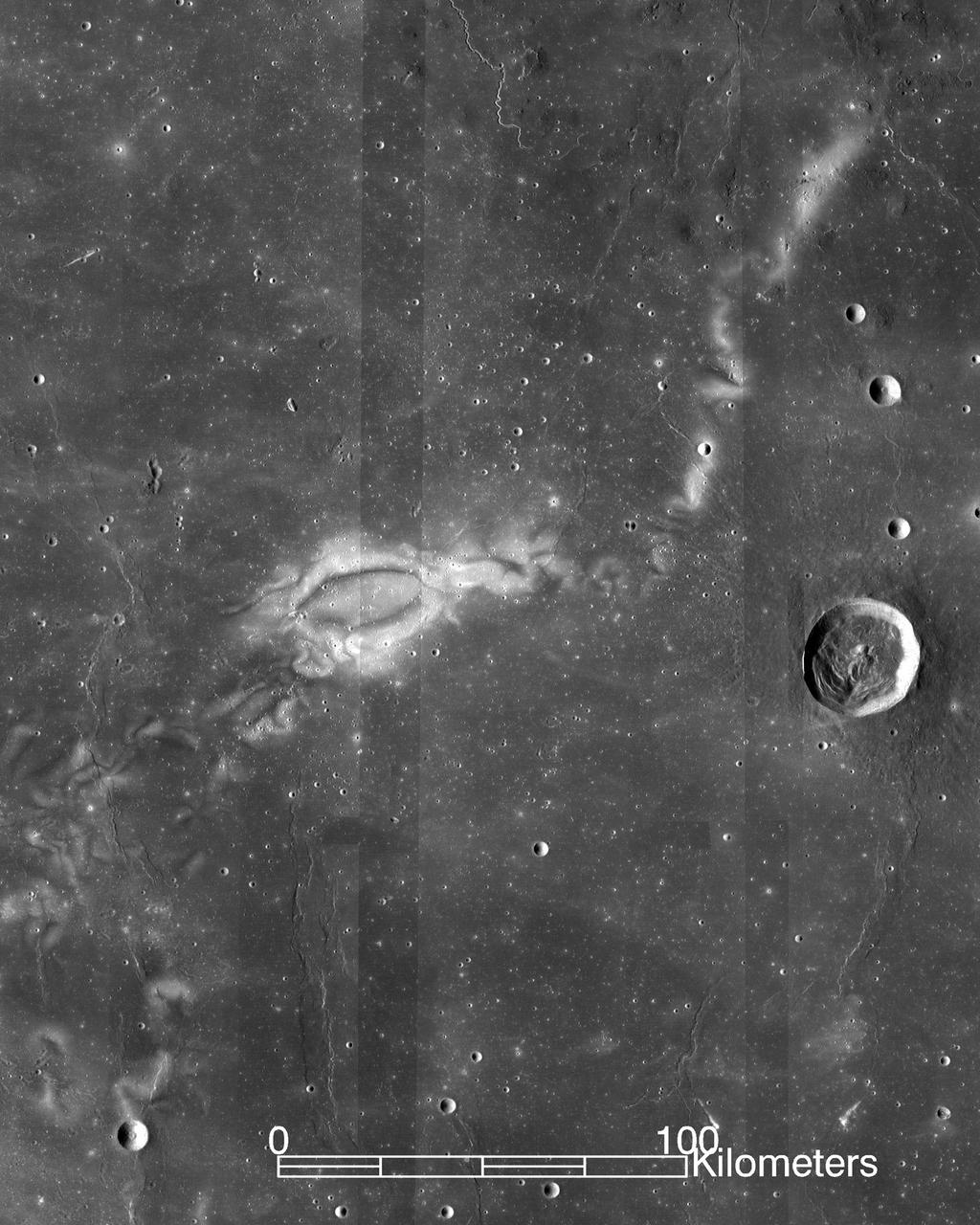 Research using data from NASA's ARTEMIS mission suggests that lunar swirls, like the Reiner Gamma lunar swirl imaged here by NASA's Lunar Reconnaissance Orbiter, could be the result of solar wind interactions with the Moon's isolated pockets of magnetic field.  Credits: NASA LRO WAC science team