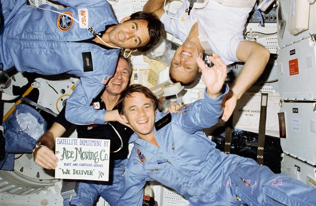 NASA image: STS-5 crew onboard portrait on port side middeck