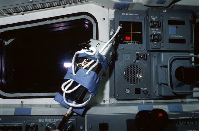 NASA image: Aft flight deck documentation with freefloating headset interface unit (HIU)