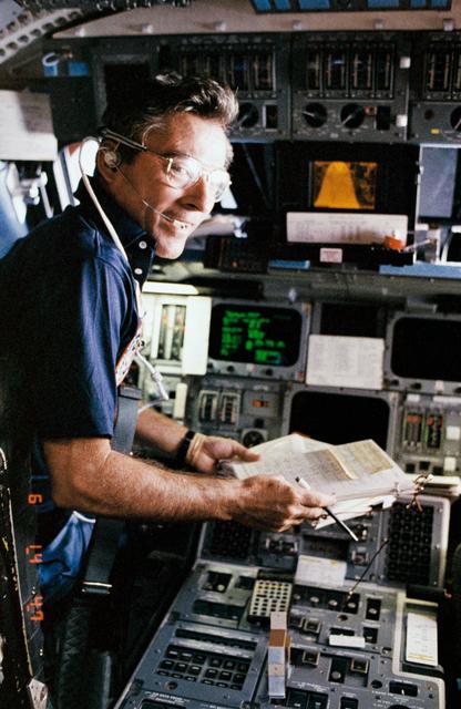 NASA image: Astronaut Young at the commander's station