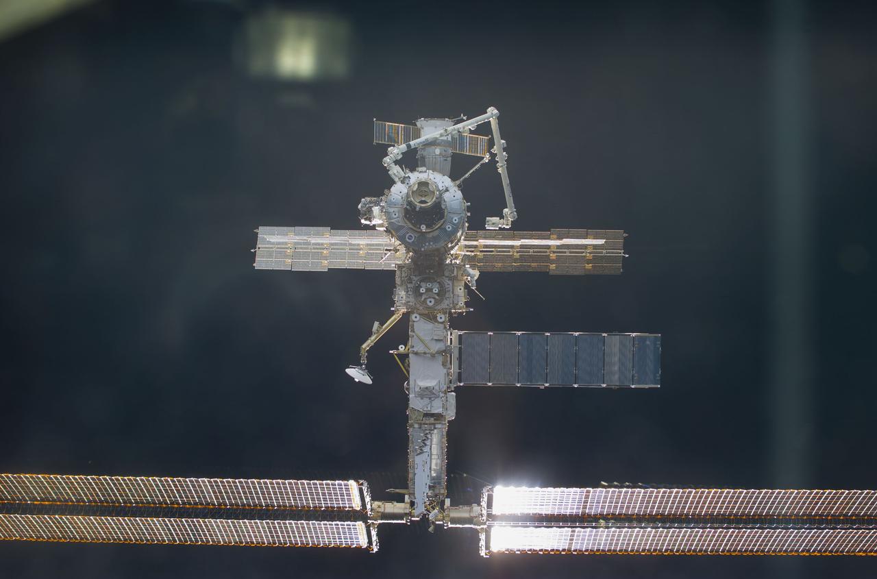 ISS during approach by STS-104 orbiter Atlantis