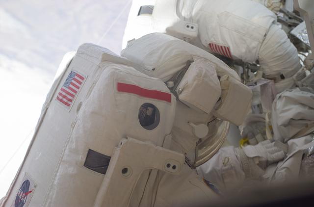 NASA image: Gernhardt and Reilly during EVA 1