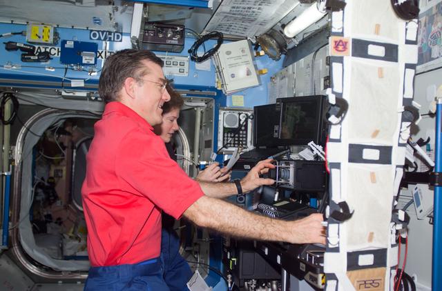 NASA image: Expedition Two Voss and Helms in Destiny laboratory module
