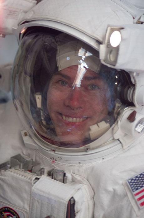 STS105-E-5318 (16 August 2001) --- Astronaut Daniel T. Barry, mission specialist, pauses for this close-up view during the first of two scheduled STS-105 space walks. This image was recorded with a digital still camera.