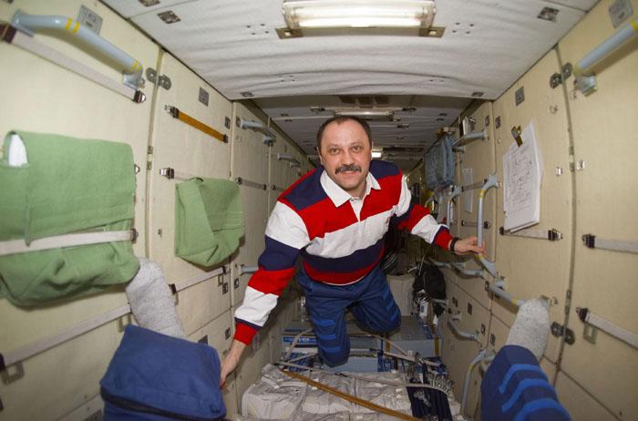 STS105-E-5357 (20 August 2001) --- Yury V. Usachev of Rosaviakosmos, Expedition Two mission commander, drifts through the Zarya module of the International Space Station (ISS) toward the end of his five-month residence onboard the orbital outpost.   With the arrival of Expedition Three, Usachev and Expedition Two flight engineers Susan J. Helms and James S. Voss will return to Earth with the STS-105 crew.  The image was taken with a digital still camera.