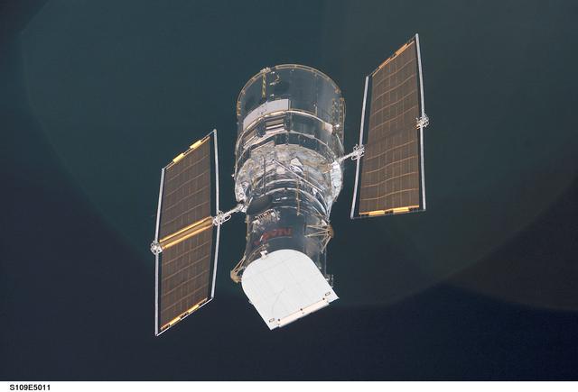 NASA image: Hubble Space Telescope prior to grapple by STS-109 orbiter Columbia