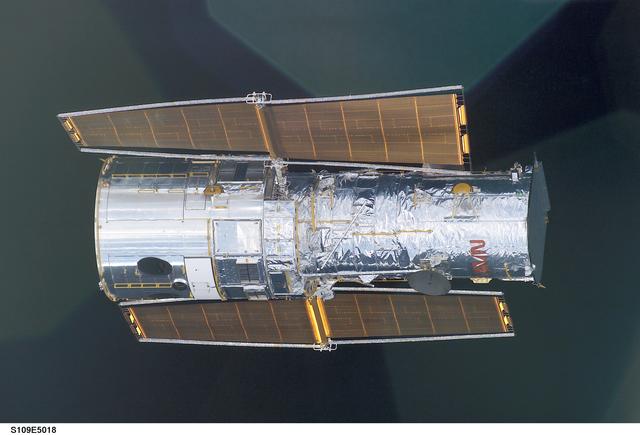 NASA image: Hubble Space Telescope prior to grapple by STS-109 orbiter Columbia