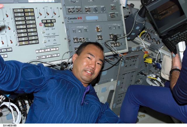 NASA image: STS-114 mission specialist Noguchi on flight deck