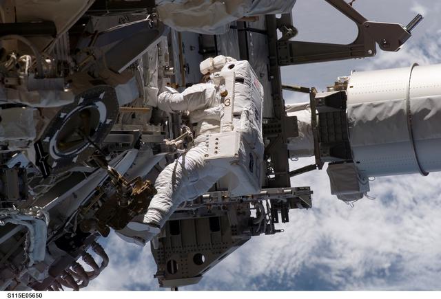 NASA image: Stefanyshyn-Piper performs first EVA during STS-115 / Expedition 13 joint operations