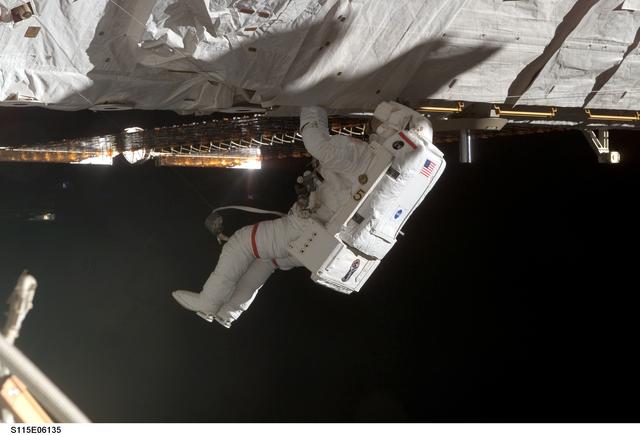 NASA image: STS-115 MS Tanner working on the P3/P4 Truss during EVA
