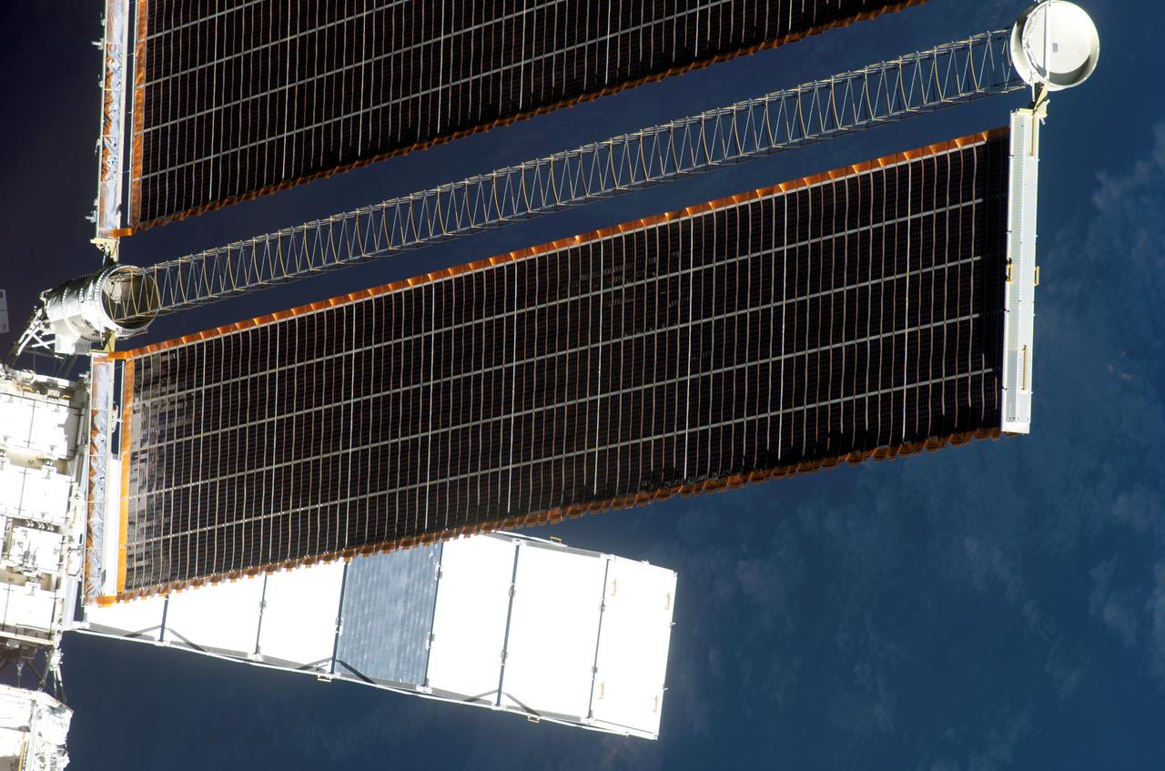 S115-E-06292 (17 Sept. 2006) --- A close-up view of a International Space Station solar array panel is featured in this image photographed by a STS-115 crewmember on Space Shuttle Atlantis.