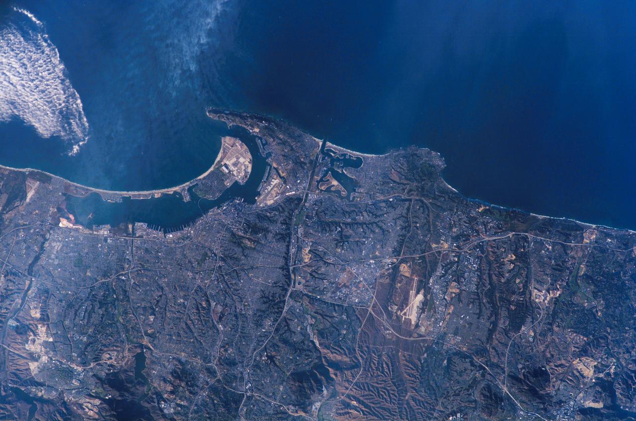 S115-E-06775 (17 Sept. 2006) --- This image of greater San Diego, Calif., was photographed by one of the STS-115 crewmembers aboard the Space Shuttle Atlantis. California's lower Pacific Coast can be seen in the south (top) part of the photo, which covers an area east to west from Tijuana, Mexico at far left, almost to Oceanside, just out of frame at right. Other points that can be easily delineated include La Jolla, Interstates 8 and 15 and Torre Pines.