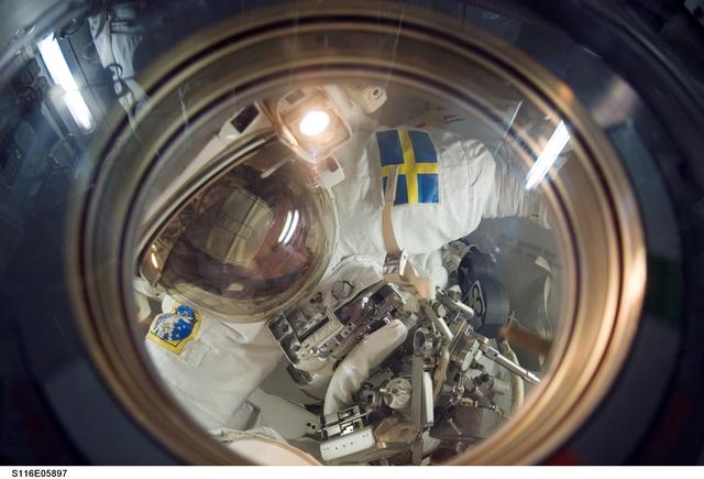 NASA image: STS-116 MS Fuglesang in the A/L on the ISS