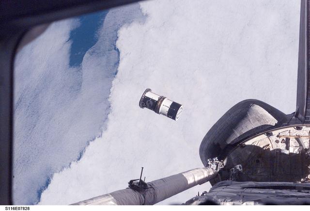 NASA image: View of ANDE release from orbiter Discovery payload bay