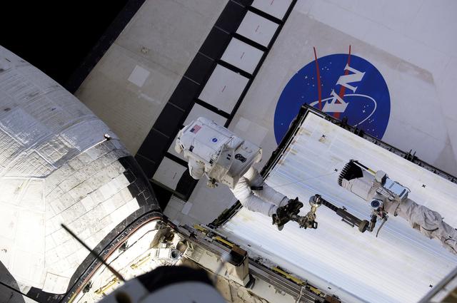 NASA image: EVA during STS-117 / Expedition 15 Joint Operations