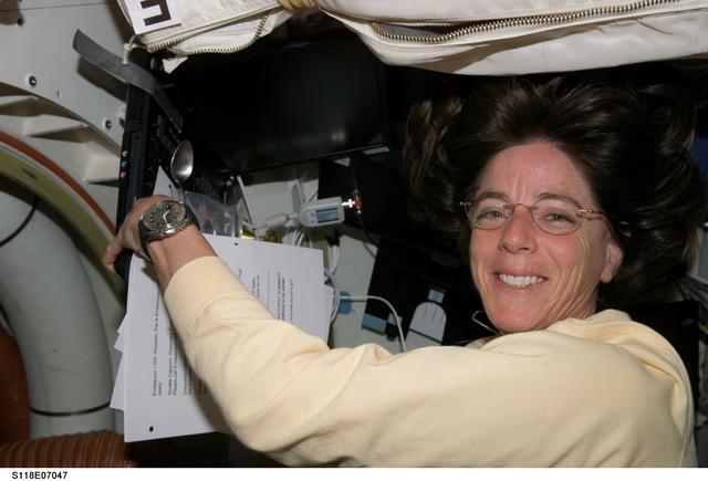 NASA image: View of STS-118 MS Morgan working on the Shuttle Endeavour