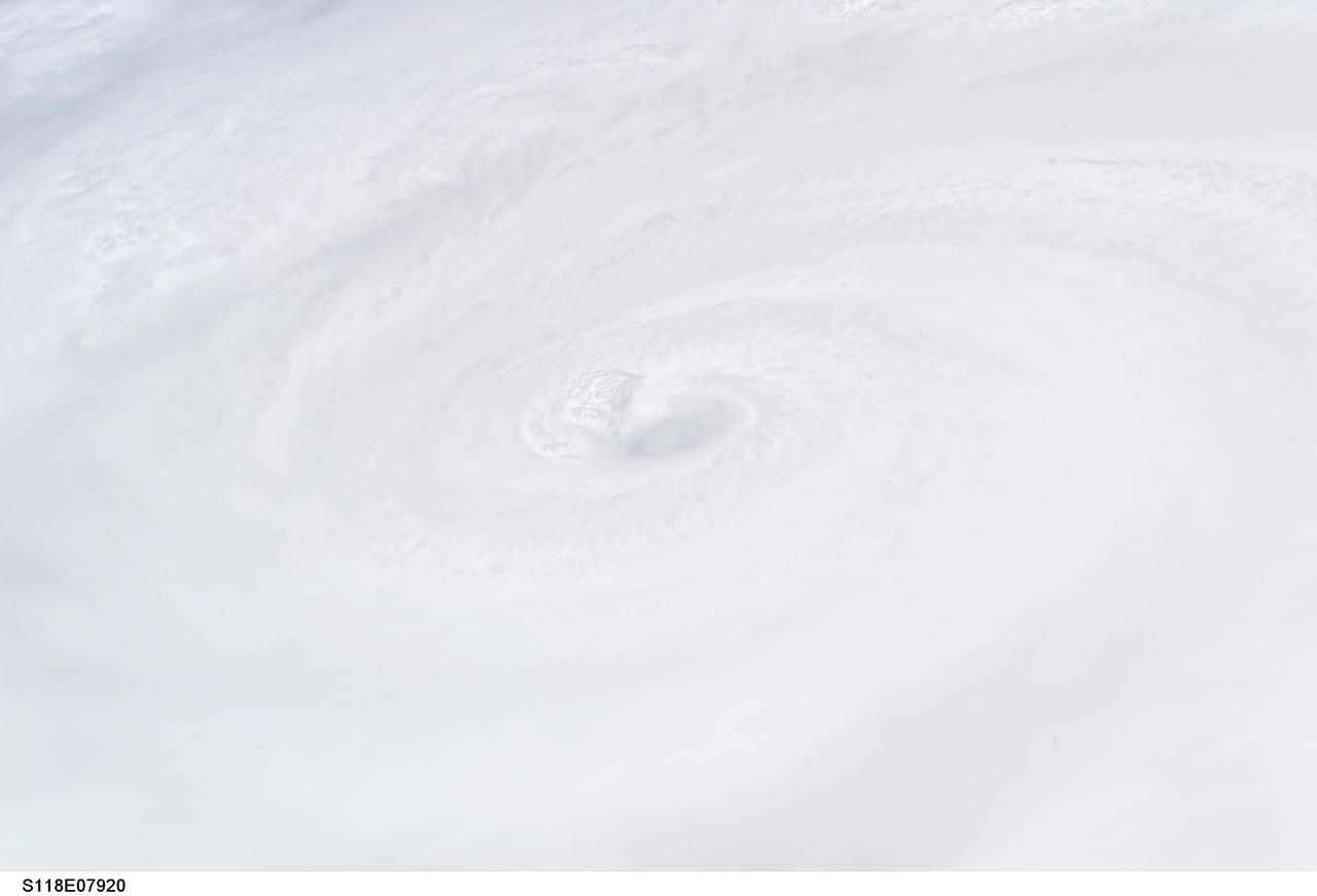 S118-E-07920 (18 Aug. 2007) --- Crewmembers on the Space Shuttle Endeavour captured this image around Noon CDT of Hurricane Dean in the Caribbean.  At the time the shuttle and International Space Station passed overhead, the Category 4 storm was moving westerly at 17 mph nearing Jamaica carrying sustained winds of 150 mph.