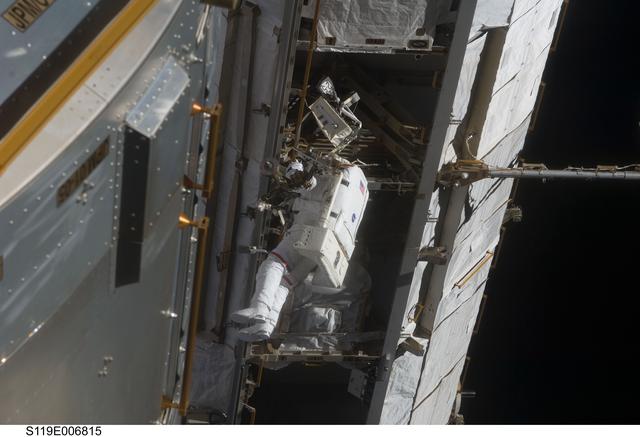 NASA image: STS-119 EVA 2 APFR and P1 Worksite Setup OPS