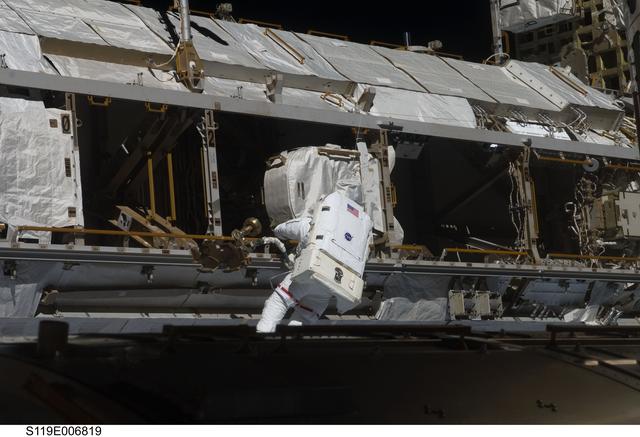 NASA image: STS-119 EVA 2 APFR and P1 Worksite Setup OPS