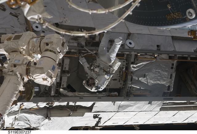 NASA image: STS-119 Extravehicular Activity (EVA) 3 Crew and Equipment Translation Aid (CETA) Cart 2 Relocate OPS