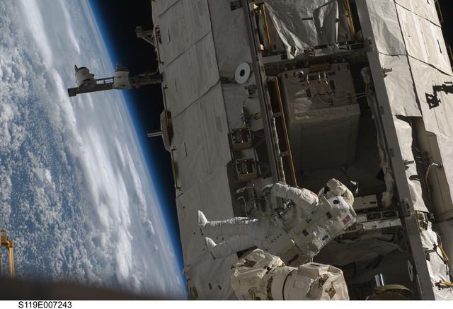 NASA image: STS-119 Extravehicular Activity (EVA) 3 Crew and Equipment Translation Aid (CETA) Cart 2 Relocate OPS