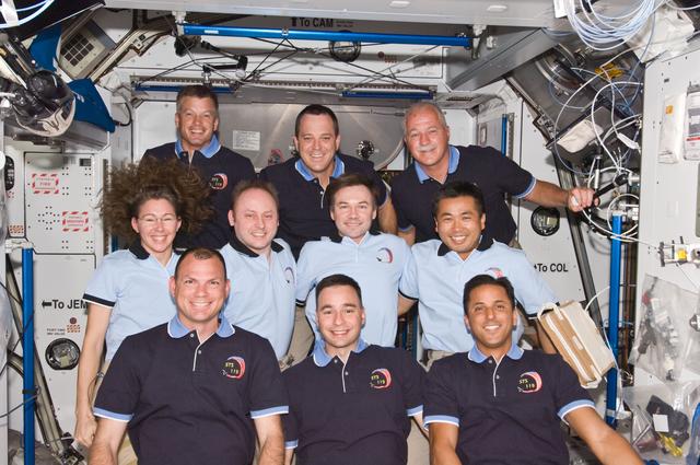 NASA image: Expedition 18 / STS-119 Group Photo in Node 2 Harmony