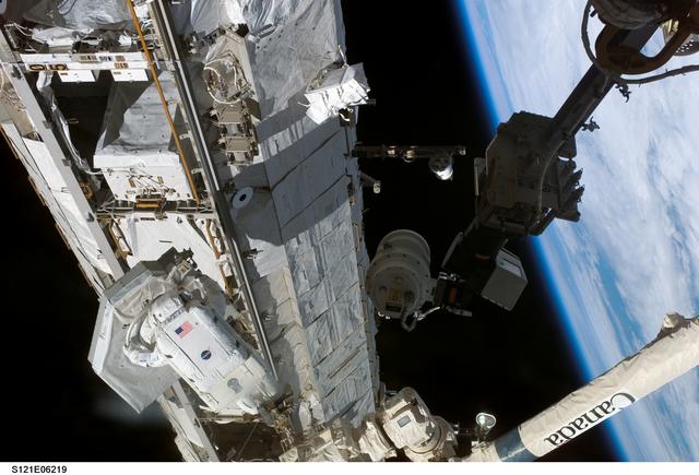 NASA image: TUS-RA removal from the S0 Truss during EVA2 for STS-121 / Expedition 13 joint operations