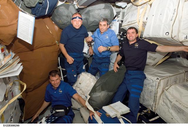 NASA image: Love, Schlegel, Eyharts and Walheim on MDDK during STS-122