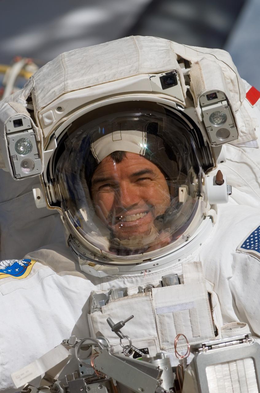 S122-E-008323 (13 Feb. 2008) --- Astronaut Rex Walheim, STS-122 mission specialist, participates in the mission's second scheduled session of extravehicular activity (EVA) as construction and maintenance continue on the International Space Station. During the six-hour, 45-minute spacewalk, among other tasks, Walheim and European Space Agency (ESA) astronaut Hans Schlegel (out of frame), mission specialist, worked to replace a nitrogen tank used to pressurize the station's ammonia cooling system.