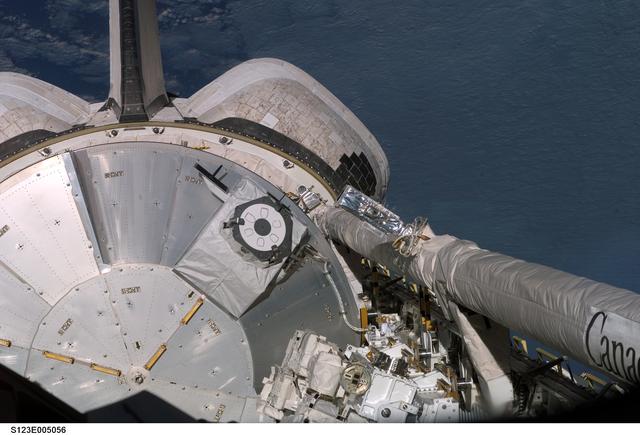 NASA image: Space Shuttle Endeavour,OV 105,Payload Bay during STS-123