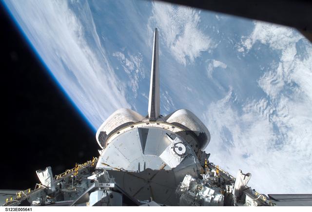 NASA image: Space Shuttle Endeavour,OV 105,Payload Bay during STS-123