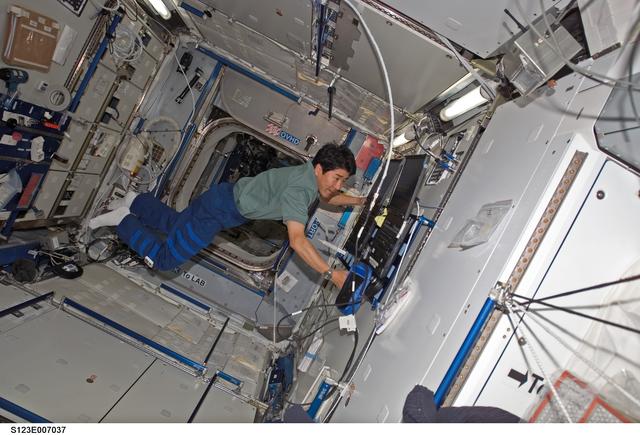 NASA image: Doi in the Node 2 during Expedition 16 / STS-123 Joint Operations