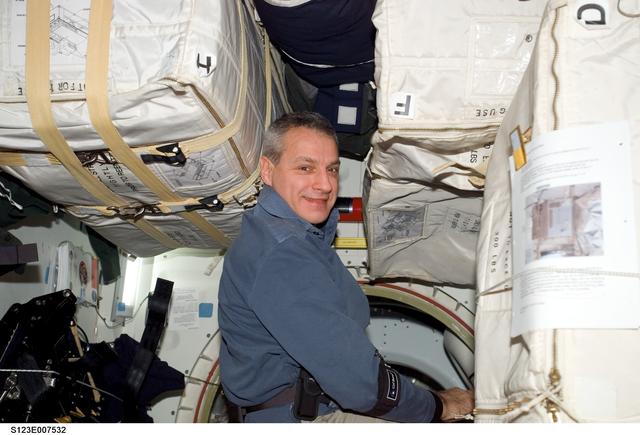 NASA image: Linnehan working in the MDDK during Joint Operations