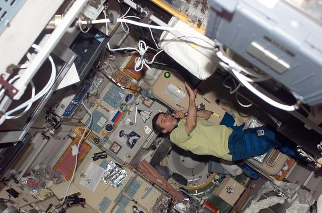 NASA image: Malenchenko works in the SM during Joint Operations