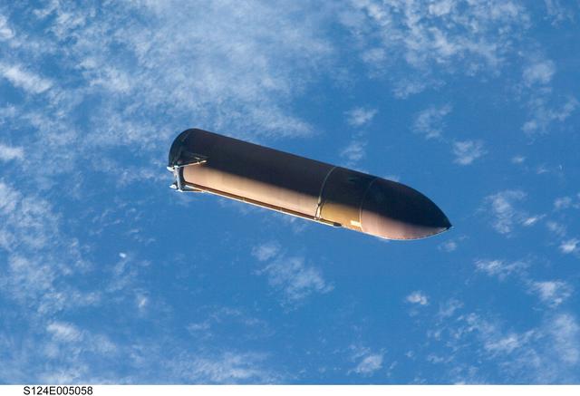 NASA image: External Tank after separation from Discovery during the STS-124 Mission