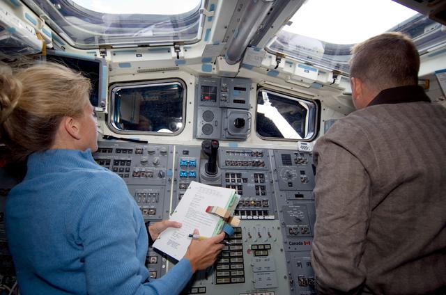NASA image: Nyberg and Ham at aft deck controls