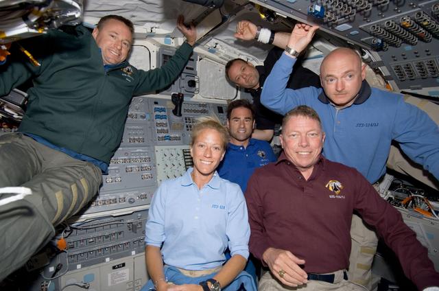 NASA image: STS-124 crew on aft flight deck