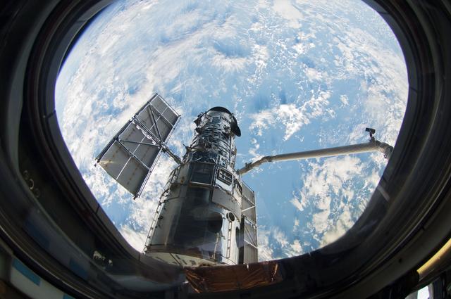NASA image: Hubble Space Telescope (HST) during rendezvous with STS-125 Shuttle Atlantis