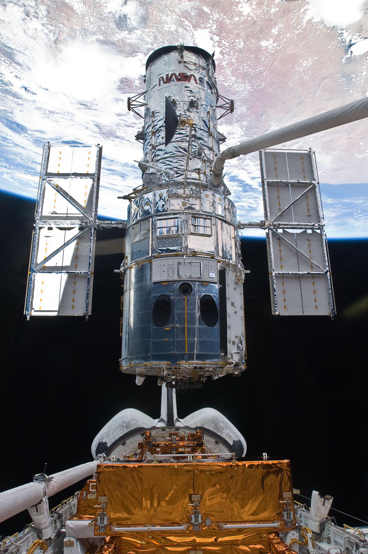 View of HST during its release from the Shuttle Atlantis