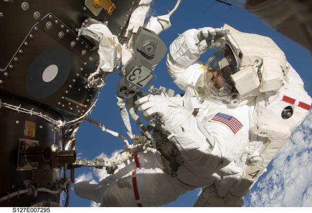 NASA image: Marshburn during EVA-2 on STS-127 / Expedition 20 Joint Operations