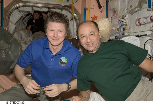 NASA image: Padalka and Polansky in the Node 1 during Joint Operations