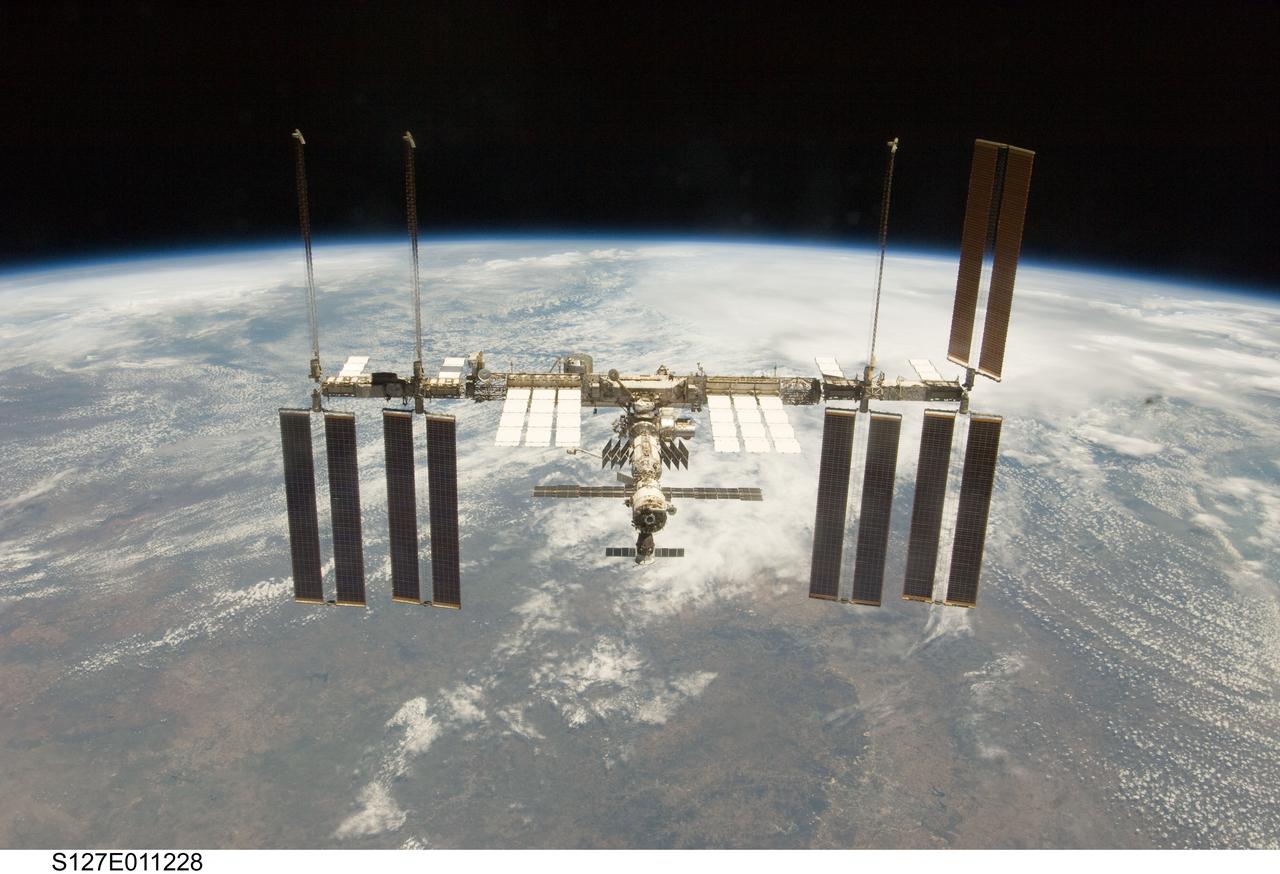 Fly around view of the ISS by the STS-127 crew