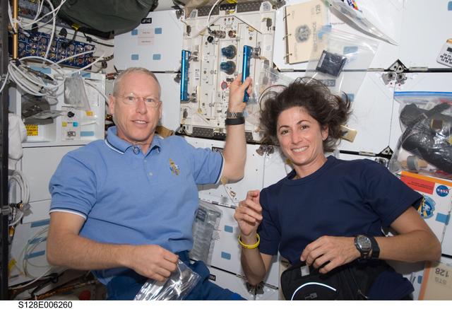 NASA image: Forrester and Stott on Middeck (MDDK) during STS-128