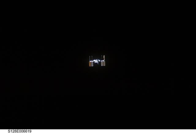 NASA image: ISS during STS-128 Approach
