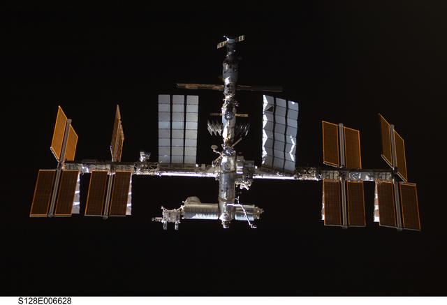 NASA image: ISS during STS-128 Approach