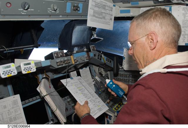NASA image: Crew on Flight Deck during Approach OPS