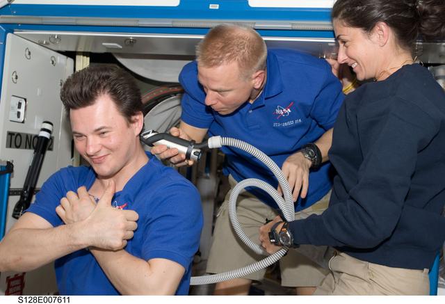 NASA image: Romanenko Haircut in US Laboratory Destiny