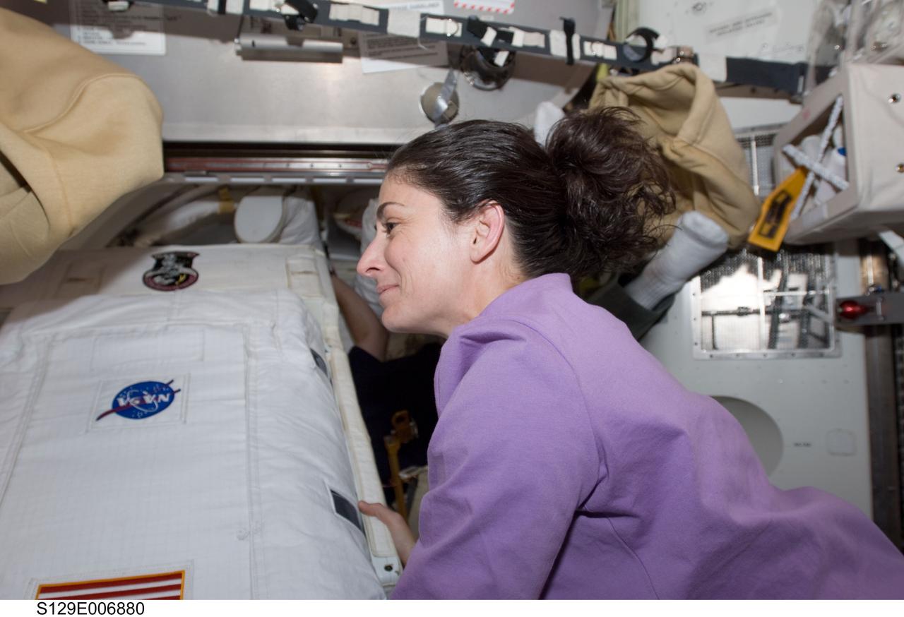 S129-E-006880 (19 Nov. 2009) ---  Astronaut Nicole Stott, now an STS-129 mission specialist, spent a good part of flight day four supporting the two space-walking crewmembers.