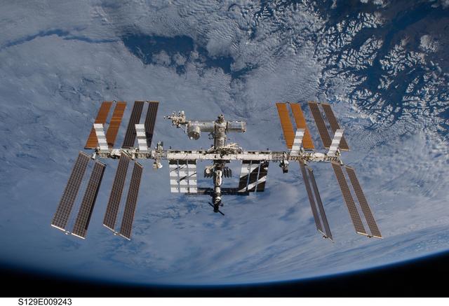 NASA image: Overall view of the ISS taken as Atlantis departs at the end of the STS-129 Mission