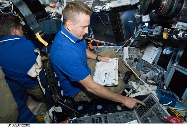 NASA image: Ham and Bowen in the FD on STS-132 Space Shuttle Atlantis